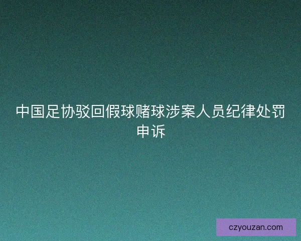中国足协驳回假球赌球涉案人员纪律处罚申诉