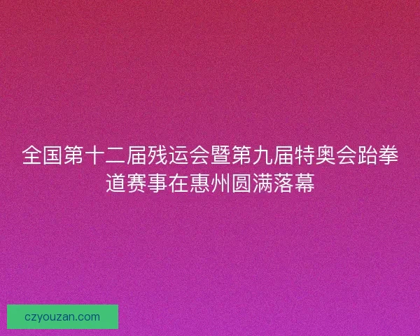 全国第十二届残运会暨第九届特奥会跆拳道赛事在惠州圆满落幕