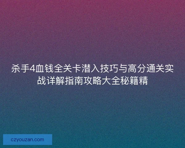 杀手4血钱全关卡潜入技巧与高分通关实战详解指南攻略大全秘籍精
